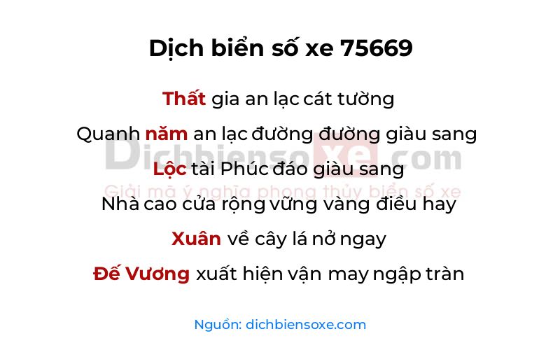 Dịch thơ biển số 75669