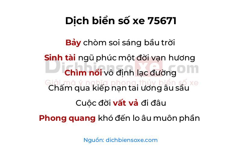 Dịch thơ biển số 75671