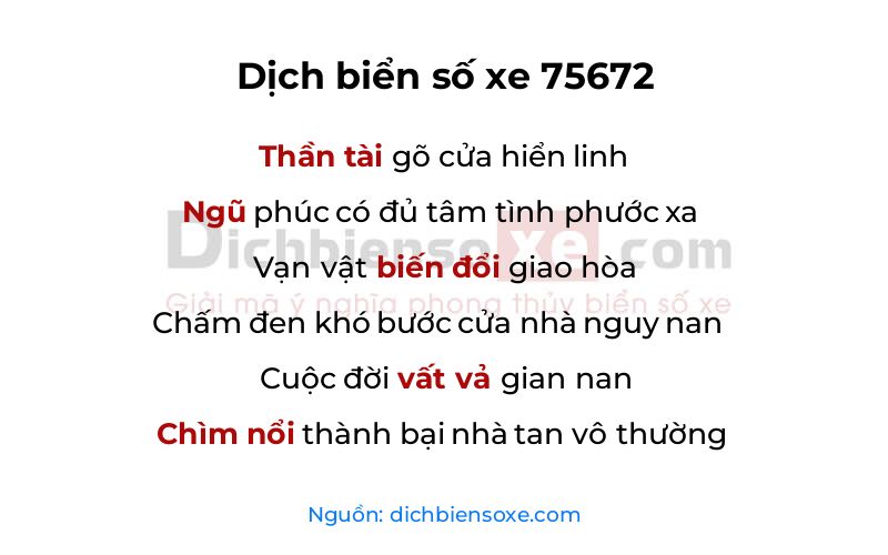 Dịch thơ biển số 75672