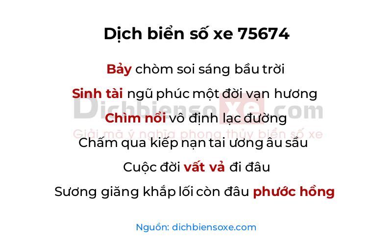Dịch thơ biển số 75674