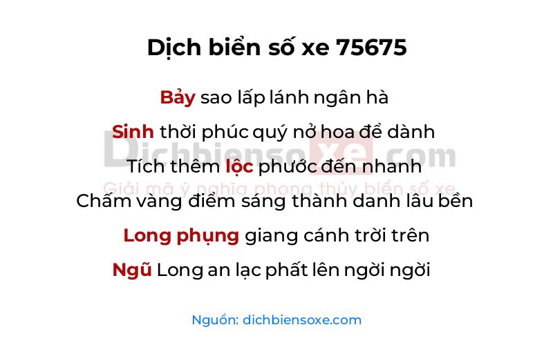 Dịch thơ biển số 75675