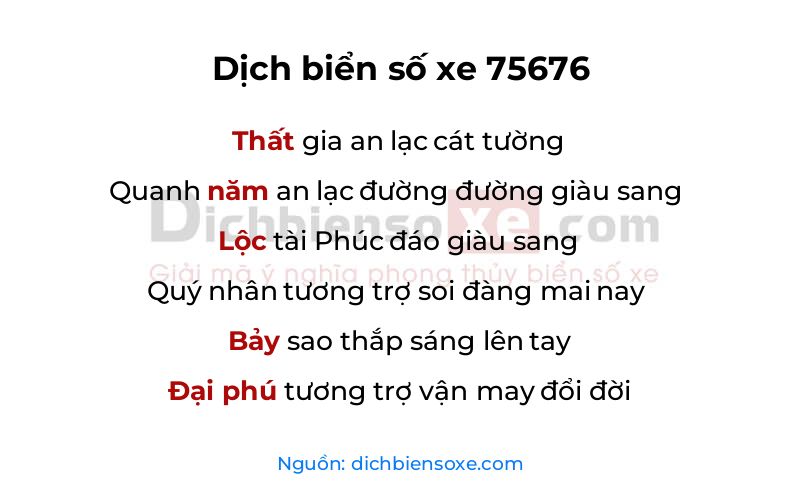 Dịch thơ biển số 75676