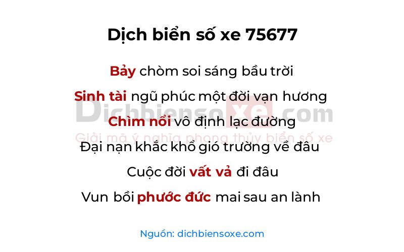 Dịch thơ biển số 75677
