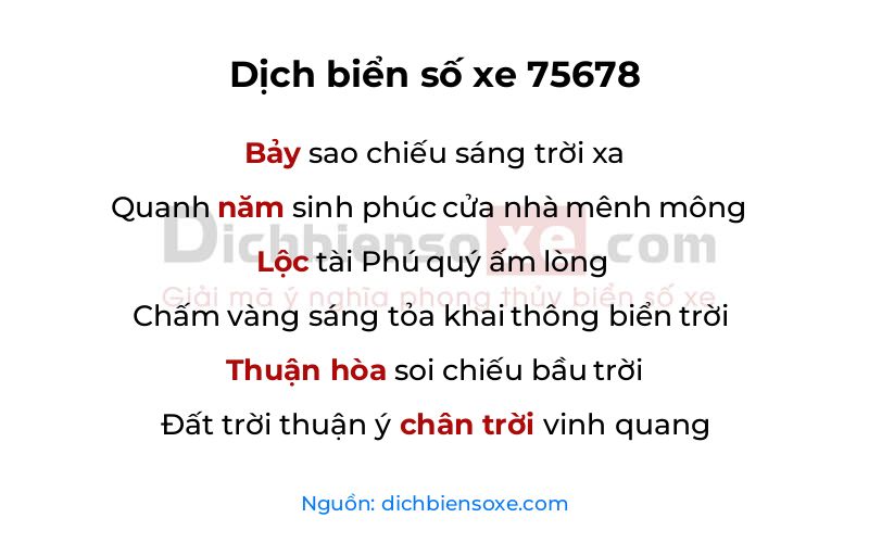Dịch thơ biển số 75678