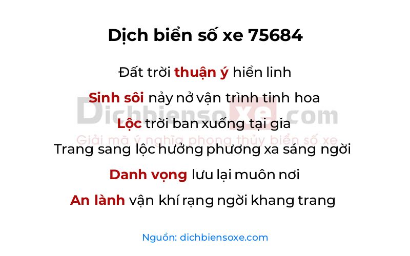 Dịch thơ biển số 75684
