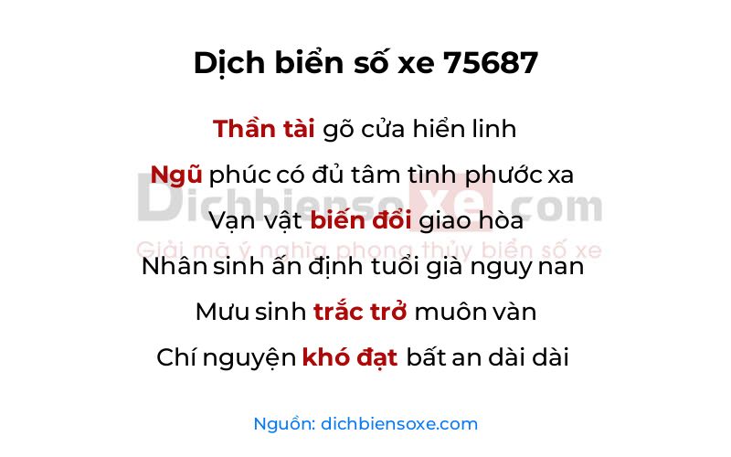 Dịch thơ biển số 75687