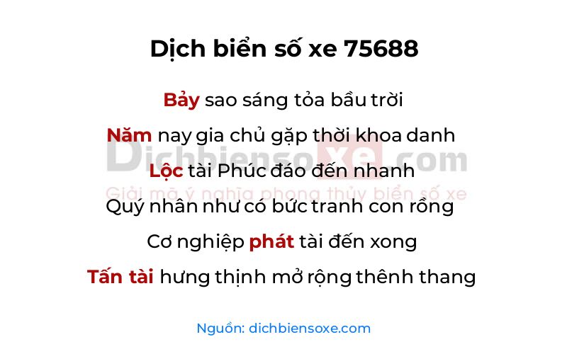 Dịch thơ biển số 75688