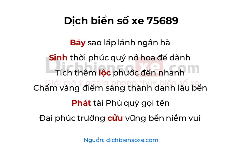 Dịch thơ biển số 75689