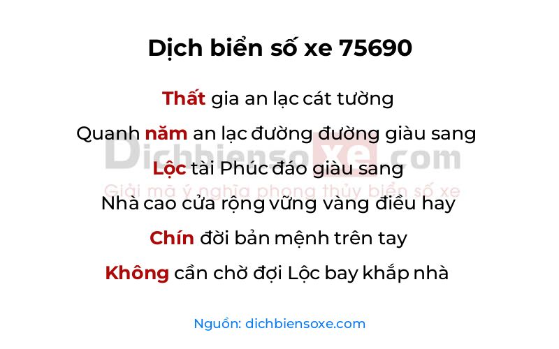 Dịch thơ biển số 75690