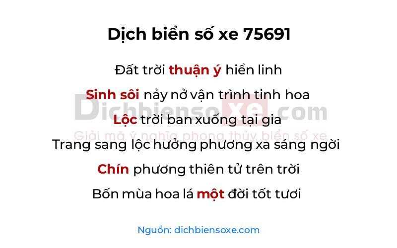 Dịch thơ biển số 75691