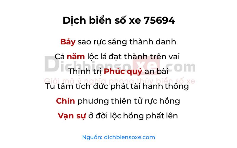 Dịch thơ biển số 75694