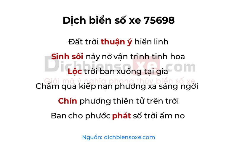 Dịch thơ biển số 75698