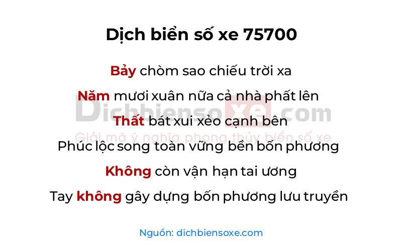 Dịch thơ biển số 75700