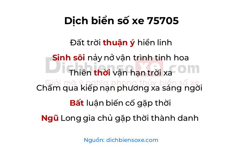 Dịch thơ biển số 75705