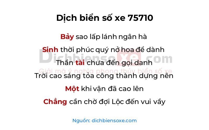 Dịch thơ biển số 75710