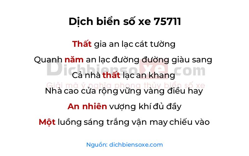 Dịch thơ biển số 75711