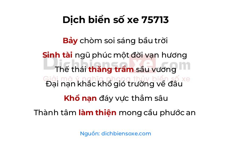 Dịch thơ biển số 75713