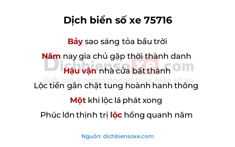 Dịch thơ biển số 75716