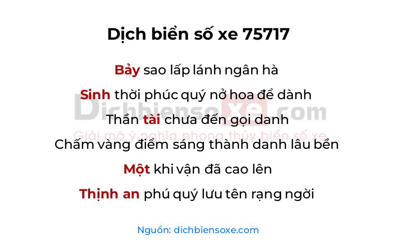 Dịch thơ biển số 75717