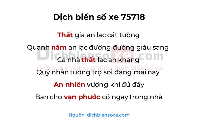 Dịch thơ biển số 75718