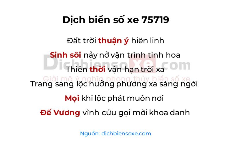 Dịch thơ biển số 75719