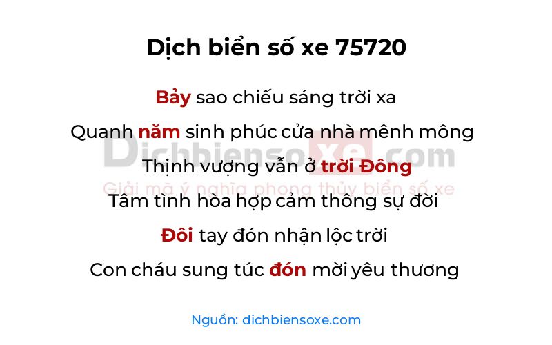 Dịch thơ biển số 75720