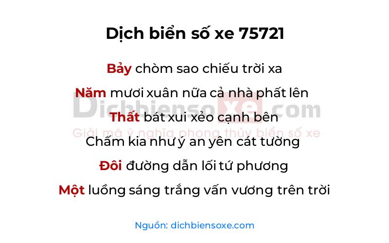 Dịch thơ biển số 75721