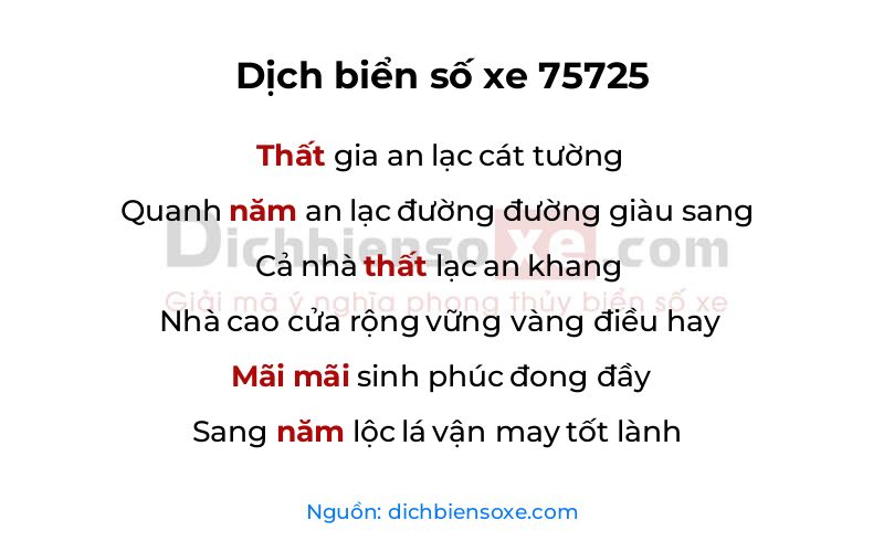 Dịch thơ biển số 75725