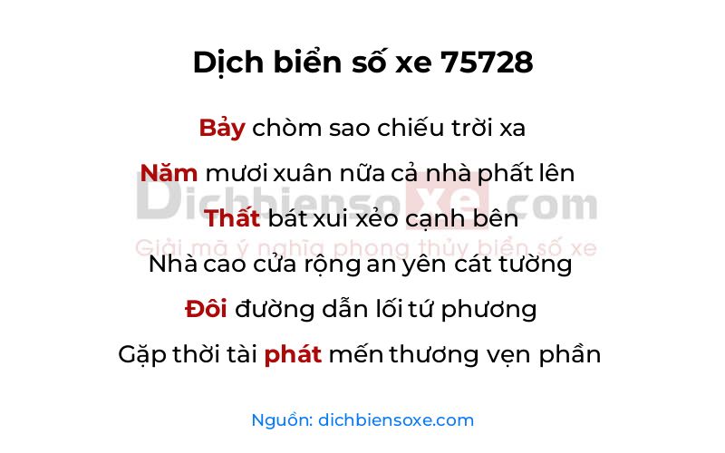 Dịch thơ biển số 75728