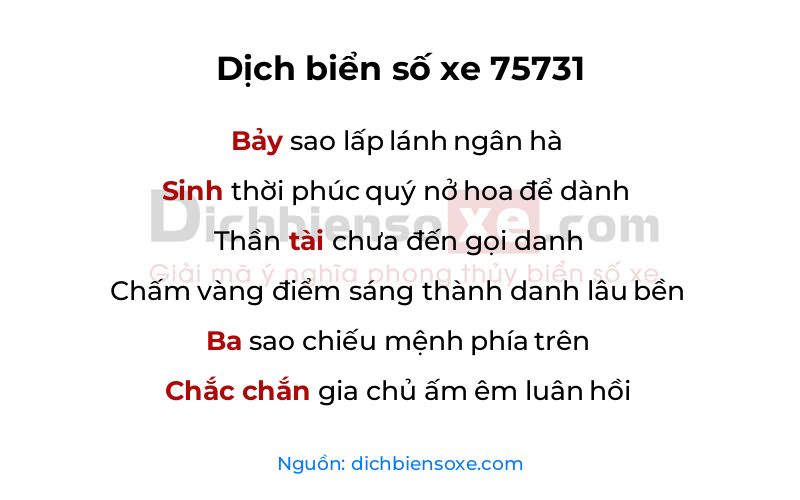 Dịch thơ biển số 75731