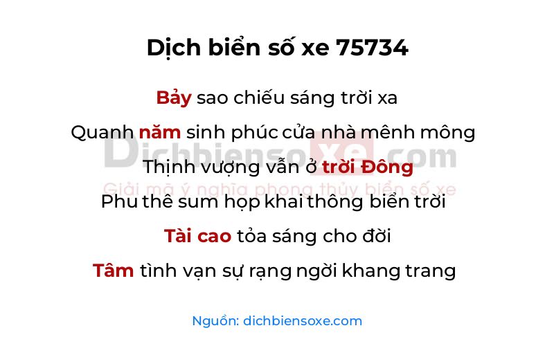 Dịch thơ biển số 75734