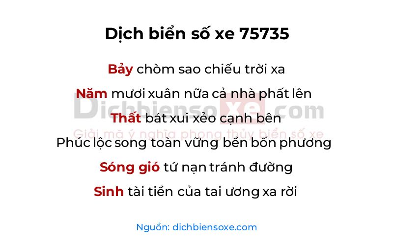 Dịch thơ biển số 75735