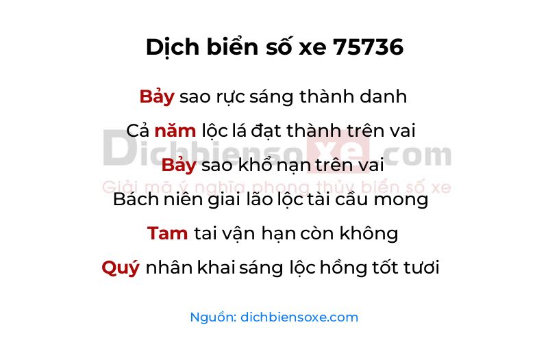 Dịch thơ biển số 75736