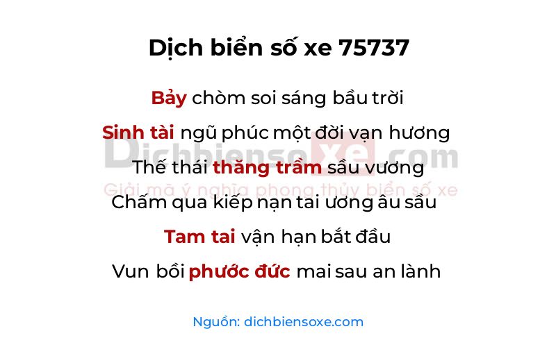 Dịch thơ biển số 75737
