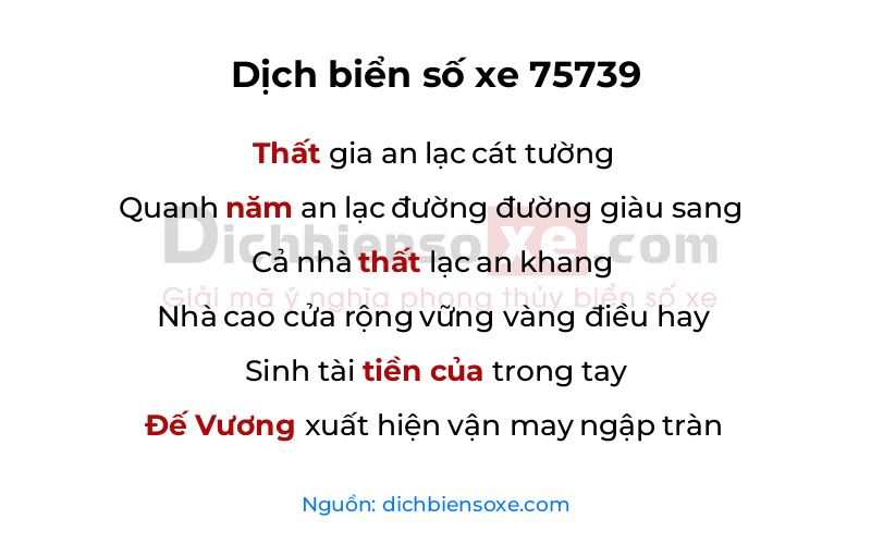 Dịch thơ biển số 75739