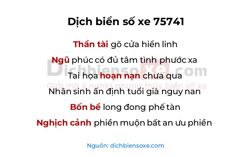 Dịch thơ biển số 75741