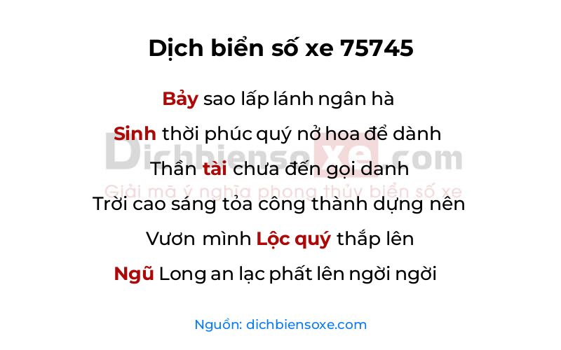 Dịch thơ biển số 75745