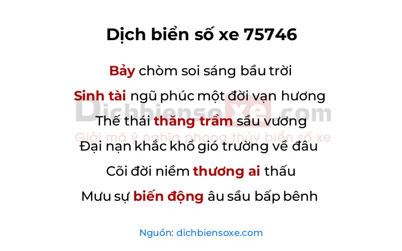 Dịch thơ biển số 75746
