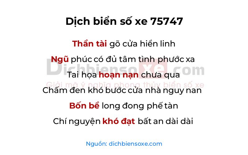 Dịch thơ biển số 75747