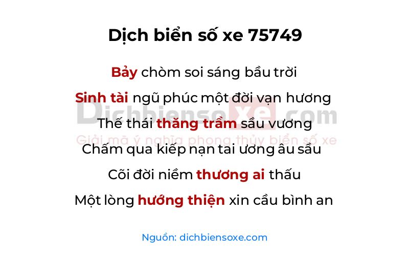 Dịch thơ biển số 75749