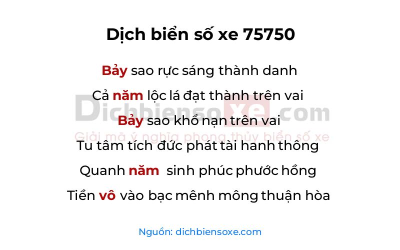 Dịch thơ biển số 75750
