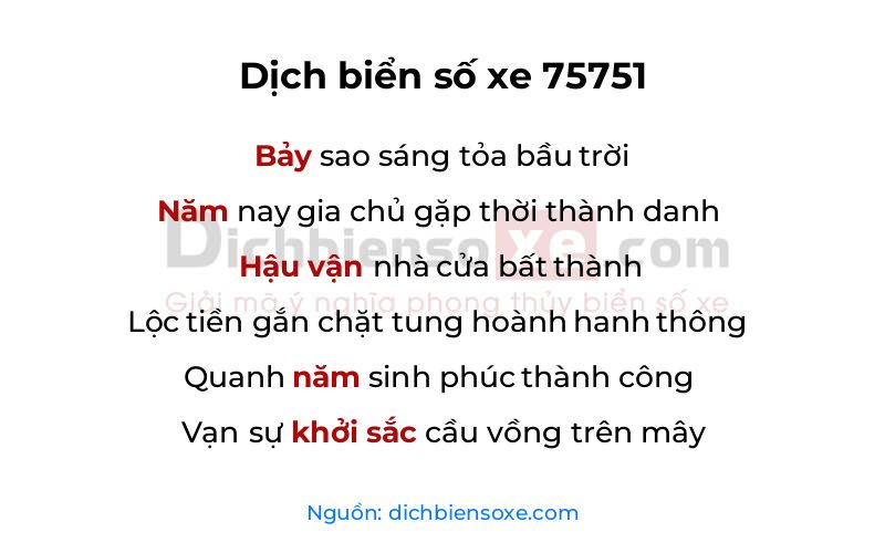 Dịch thơ biển số 75751