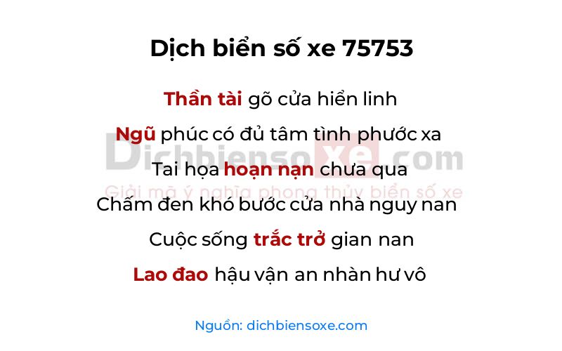 Dịch thơ biển số 75753
