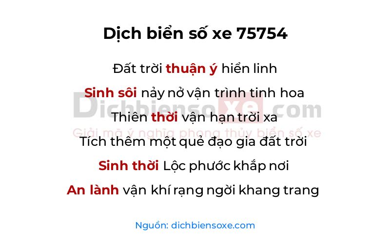 Dịch thơ biển số 75754