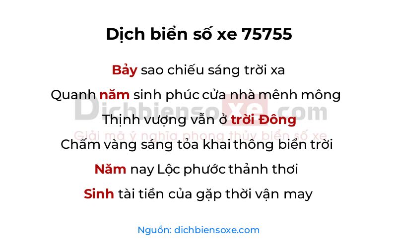 Dịch thơ biển số 75755
