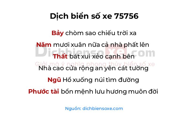 Dịch thơ biển số 75756