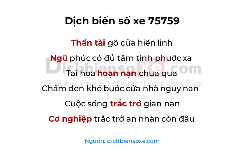 Dịch thơ biển số 75759