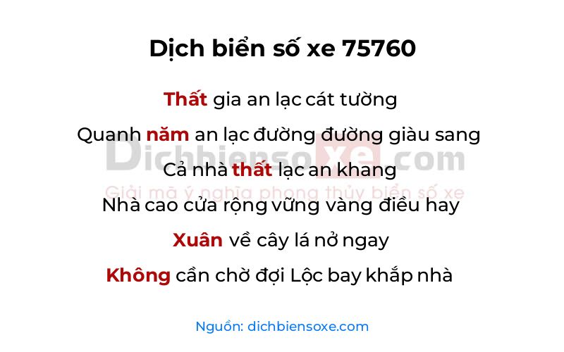 Dịch thơ biển số 75760