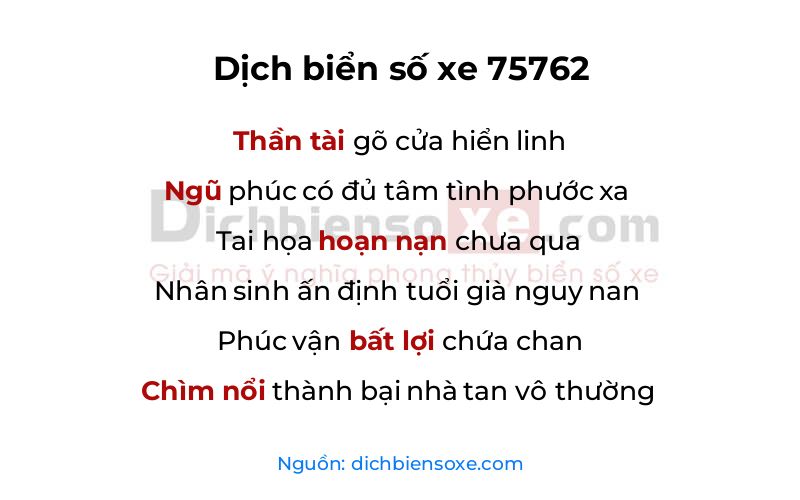 Dịch thơ biển số 75762