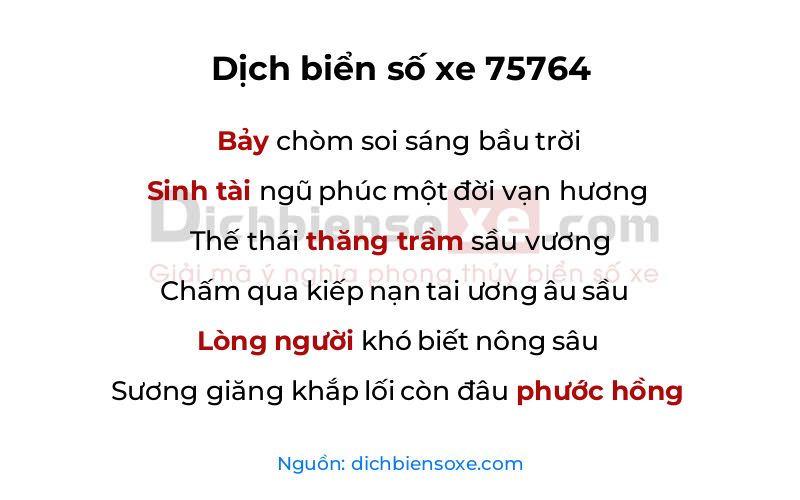 Dịch thơ biển số 75764